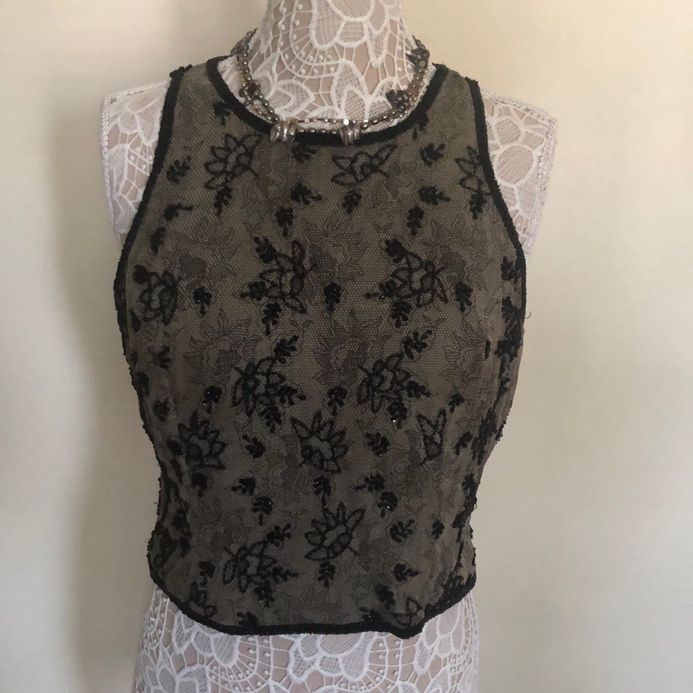 Lawerence Kazar Sequins cropped Top